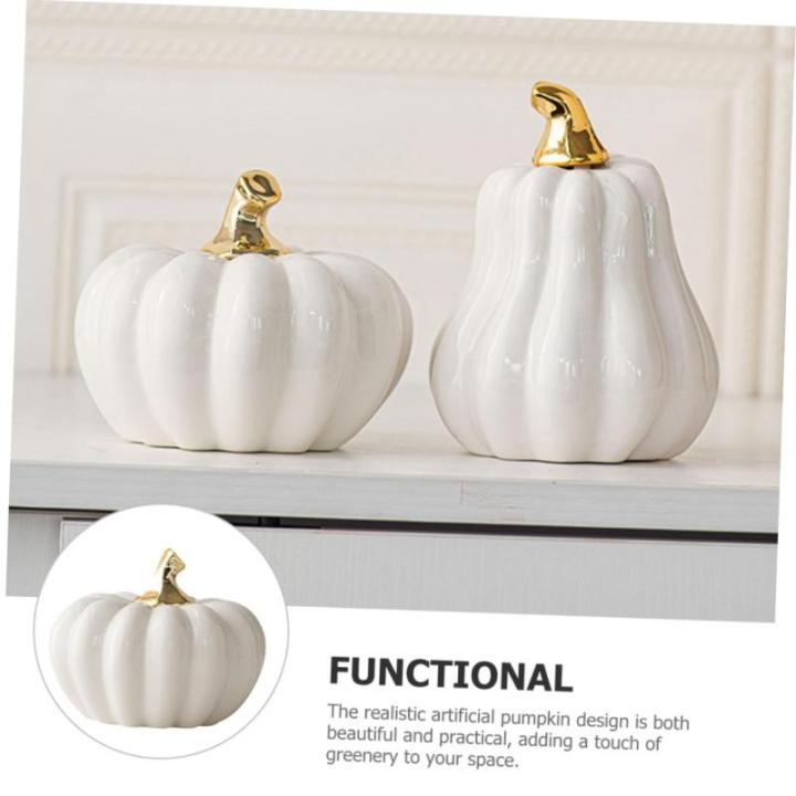 Nordic Keramische Pompoen Kunstmatige Groente Pompoen Decoraties Realistisch Pompoen Mini Pompoen Sculptuur Thanksgiving Pompoen Figuur Huishoudelijke Producten Bureau Wit