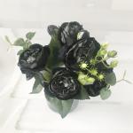 Rose Pink Silk Peony Bloemen Boeket 5 Grote Hoofd en 4 Knoppen Nep Bloemen voor Thuis Bruiloft Decoratie Indoor (K,6 * 30cm)