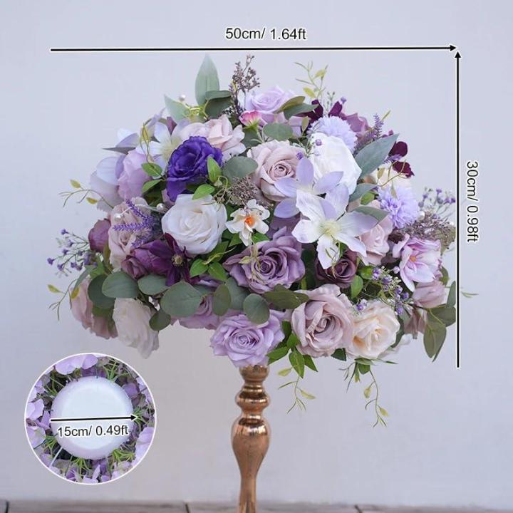 Lila Rose Lavendel Greenery Hochzeit Tisch Centerpiece Floral Ball Arrangement Event Party Requisiten Schießen Zubehör (50CM)