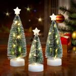 Weihnachtsbaum Klein mit Beleuchtung 3PCS Tisch Mini Weihnachtsbaum Geschmückt mit LED Lichterkette Tabletop Kleiner Weihnachtsbaum Mini Tannenbaum Künstlich Klein Weihnachtsdeko