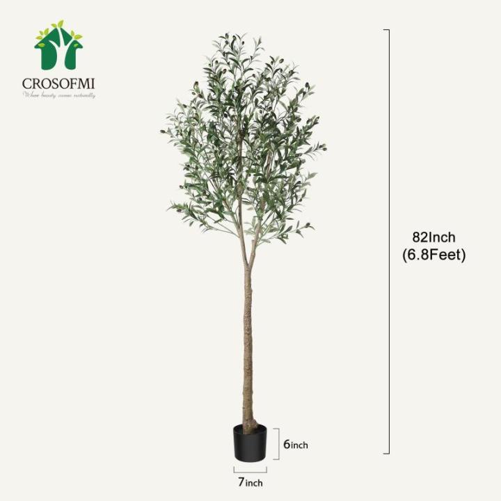 Künstliche Olivenbaum Pflanzen 210cm Fake Tropische Plastik Pflanze Perfekte Große Pflanzen im Topf für Indoor Outdoor Haus Büro Garten Moderne Dekoration Housewarming Geschenk