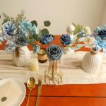 Stoffig Blauw Zijde Kunstrozen Combo Pioenroos Bloem voor DIY Bruiloft Bruids Boeket Party Woondecoraties (Stoffig Blauw)