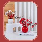 Kunstblumen Künstliche Pflaumenblüte mit Vase, Desktop-Bonsai-Topf-Ornament für Hochzeit, Heimbüro, schön aussehende Kunstblumen für jeden Anlass