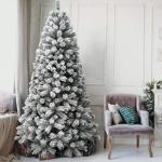 Weihnachtsbaum Royal Super Dicker Kiefer Grün Schnee Basis Kreuz Eisen Faltbar Hohe Qualität Zweige mit Schnee Einfache Montage Öffnung Regenschirm (210cm)