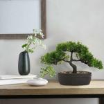 Kunstmatige bonsai in pot, kunstmatige bonsai boom, bonsai kunstplant als echt, Japanse decoratie kunstboom bonsai podocarpus, kunstkamerplanten voor badkamerdecoratie, bureau, ven