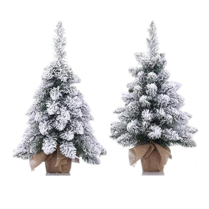 50CM Fallender Schnee Beflockter Weihnachtsbaum aus PVC-Material mit Sackleinenbasis, Mini-Desktop-Dekorationsbaum, Geeignet für Weihnachten, Zuhause/Büro/Küche, Restaurant/Desk