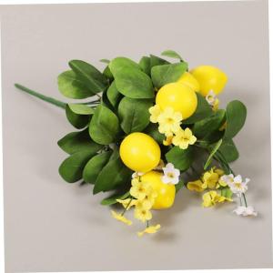 5St Zitronenstrauß Zitronenblumenarrangement gelbe Vase gelbes Dekor Zitronenblumenstrauß Künstlicher Zitronenzweig gefälschte Zitronendekor mit grünen Blättern Schaum Yellow
