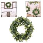 Künstlicher Eukalyptuskranz für Haustür, Herbstkranz Grüne Blattkranzgirlande für Fenster Hochzeit Home Veranda - 40 cm