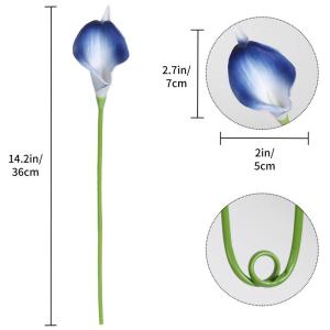 Blaue künstliche Calla-Lilien, fühlen sich echt an, blaue Calla-Lilien, Kunstblumen, Arrangement, Blumenstrauß für Zuhause, Garten, Büro, Party, Hochzeit, Blumenstrauß, Tafel