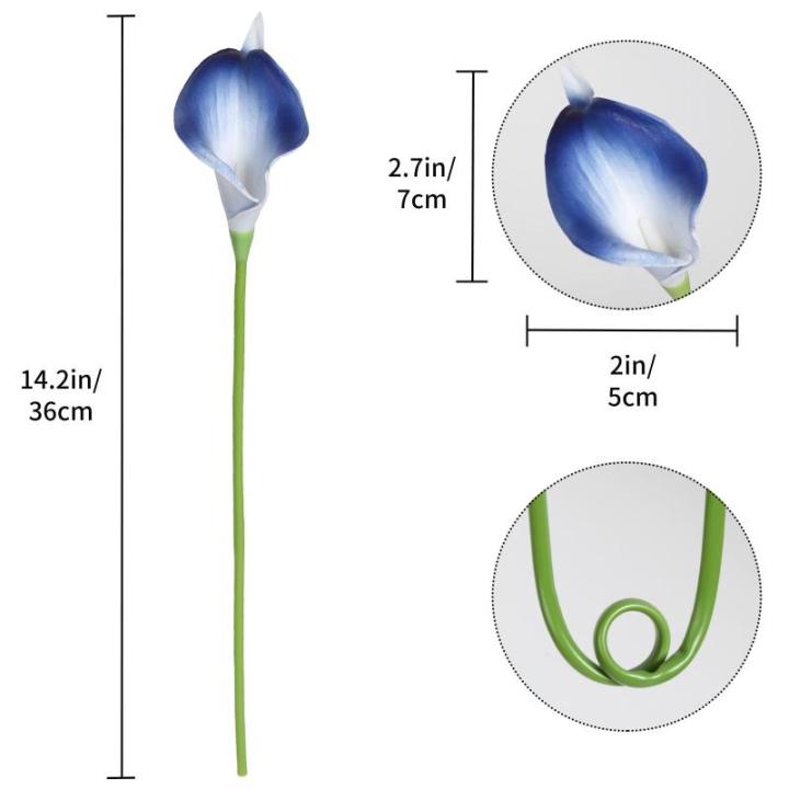 Blaue künstliche Calla-Lilien, fühlen sich echt an, blaue Calla-Lilien, Kunstblumen, Arrangement, Blumenstrauß für Zuhause, Garten, Büro, Party, Hochzeit, Blumenstrauß, Tafel
