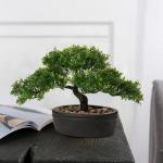 Kunstmatige bonsai in pot, kunstmatige bonsai boom, bonsai kunstplant als echt, Japanse decoratie kunstboom bonsai podocarpus, kunstkamerplanten voor badkamerdecoratie, bureau, ven