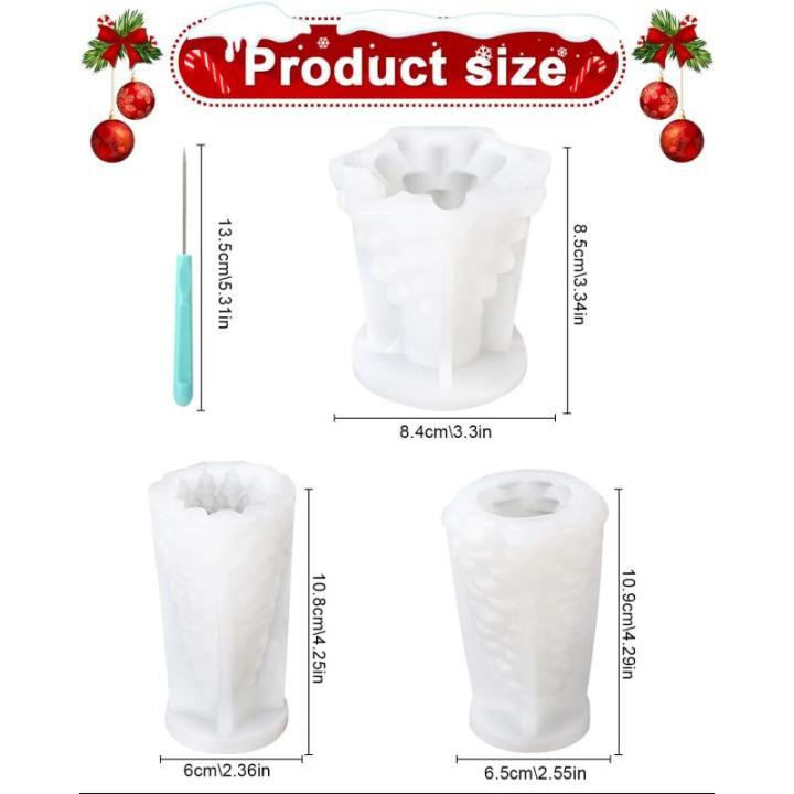 3 stuks kerstkaars mal siliconen, kerstboom kaars mal, DIY siliconen mal, kaars siliconen voor DIY geurkaars, kaars voor het gieten van kerstboom, kaars voor kerstdecoratie