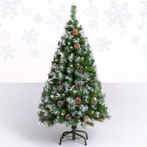Weihnachtsbaum, 9,8 Fuß beflockter Schnee-Weihnachtsbaum, künstliche Weihnachtskiefern mit aufklappbarer Tannenzapfendekoration, unbeleuchtet, Metallständer for festliche Feiert
