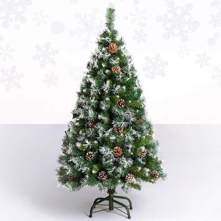 Weihnachtsbaum, 9,8 Fuß beflockter Schnee-Weihnachtsbaum, künstliche Weihnachtskiefern mit aufklappbarer Tannenzapfendekoration, unbeleuchtet, Metallständer for festliche Feiert