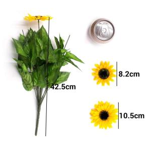 SNAILGARDEN 2 trossen 14 koppen diameter 10,5 cm kunstmatige zonnebloemen, zijde realistische zonnebloem, nep Helianthus bundelboeket met wenskaart voor thuiskantoor tafel arrangem