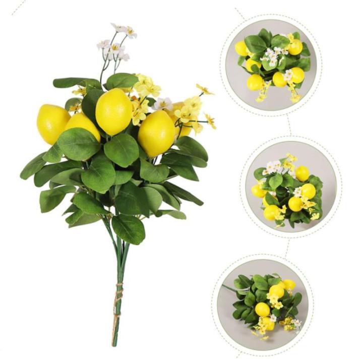 4 Stück Zitronenstrauß Astetische Raumdekoration Künstliche Zitronenstiele Zitronenkranz Künstliches Zitronenbouquet Dekor Aus Zitronenstielen Kunstpflanzen Plastik Yellow