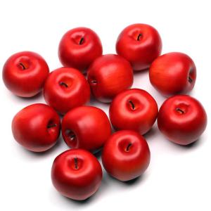 12 Stück Kunst-Äpfel, Falsche Obst Apfel, Künstliche Äpfel Gefälschte Frutis-Äpfel für Küchentisch Dekoration, Festtags Dekorationen, Foto-Prop (Rot)
