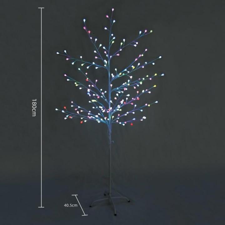 CushHom Led-lichtboom voor binnen en buiten, voor binnen en buiten, kleurrijk licht, lichtdecoratie, IP44, 180 cm, 200 leds