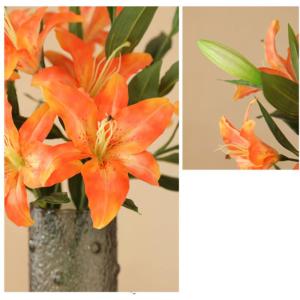 Kunstblumen Künstliche Blumen in Vase, gefälschte Lilien-Blumenarrangement, Lilien-Blumenstrauß, für Home Hotel Flower Party Decor für jeden Anlass