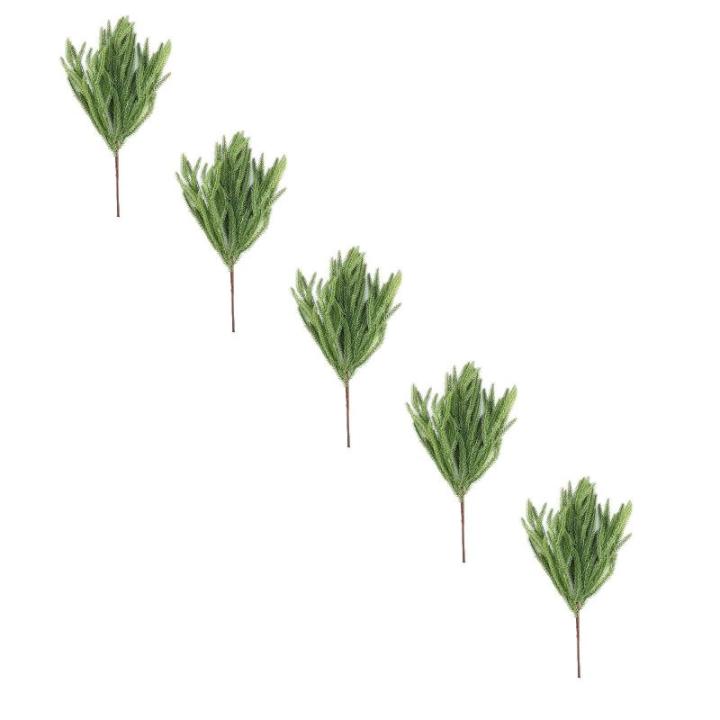 Norfolk Pine Kunstdennentakken, decoratie, Kerstmis, 45 cm, realistische kersttakken, Norfolk Xmas takken, doe-het-zelf, echt gevoel, groen, voor Kerstmis, binnen, 5 stuks