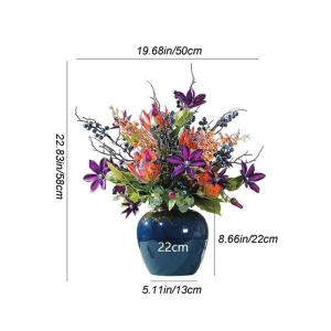 Kunstblumen Künstliche Blumen mit Keramikvase, Kunstseide-Rosen-Fake-Pflanzen in Töpfen für Hausgarten-Terrassendekoration, Mehrfarbig für jeden Anlass