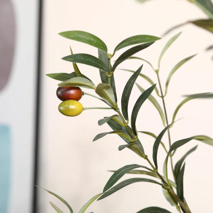Olijfboom, , 180 cm, grote kunstboom, groen, kunstplant met vruchten in pot, voor binnen en buiten, thuis, slaapkamer, kantoor, tuindecoratie (1 stuks)