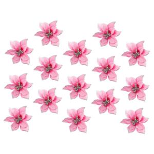 15st Weihnachtsblume Weihnachtsstern Blumen Weihnachtsbaumspitze Gefälschter Weihnachtsstern Weihnachtsbaum Glänzende Blumen Mini-Kranz Outdoor-dekor Blumendekoration Rosa Plasti