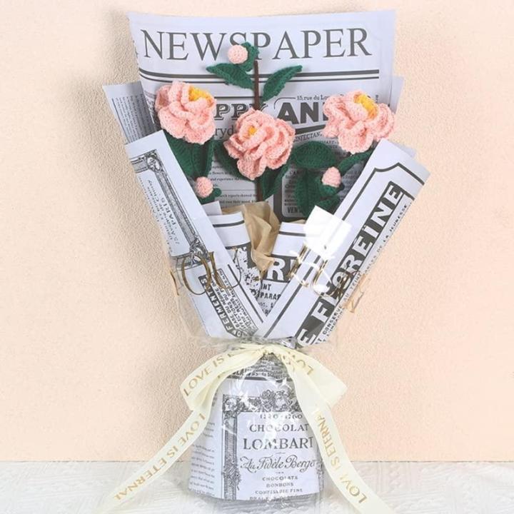 stücke Handgewebte Kamelie Blume Gestrickt Häkeln Blumenstrauß Hochzeit Ornamente