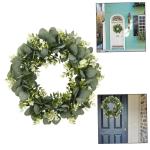Künstlicher Eukalyptuskranz für Haustür, Herbstkranz Grüne Blattkranzgirlande für Fenster Hochzeit Home Veranda - 40 cm