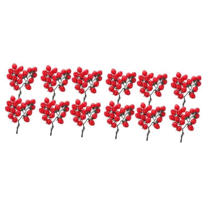 12 STK Simulierte Kirschtomaten Kirschtomatenmodell Gefälschte Kirschtomaten Schmücken Mini-Cherry-Tomaten Simulation Kirschtomaten Zuhause Gefälschte Fruchtstütze PVC Rot