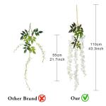 12 stengels nep Wisteria slinger opknoping bloem zijde bloem Wisteria Wijnstok decoratie voor outdoor indoor home keuken tuin huwelijksceremonie hotel party art decor (wit)