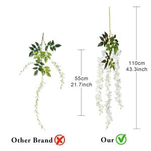 12 stengels nep Wisteria slinger opknoping bloem zijde bloem Wisteria Wijnstok decoratie voor outdoor indoor home keuken tuin huwelijksceremonie hotel party art decor (wit)
