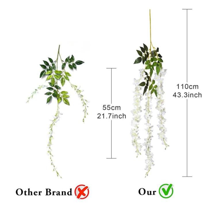 12 stengels nep Wisteria slinger opknoping bloem zijde bloem Wisteria Wijnstok decoratie voor outdoor indoor home keuken tuin huwelijksceremonie hotel party art decor (wit)