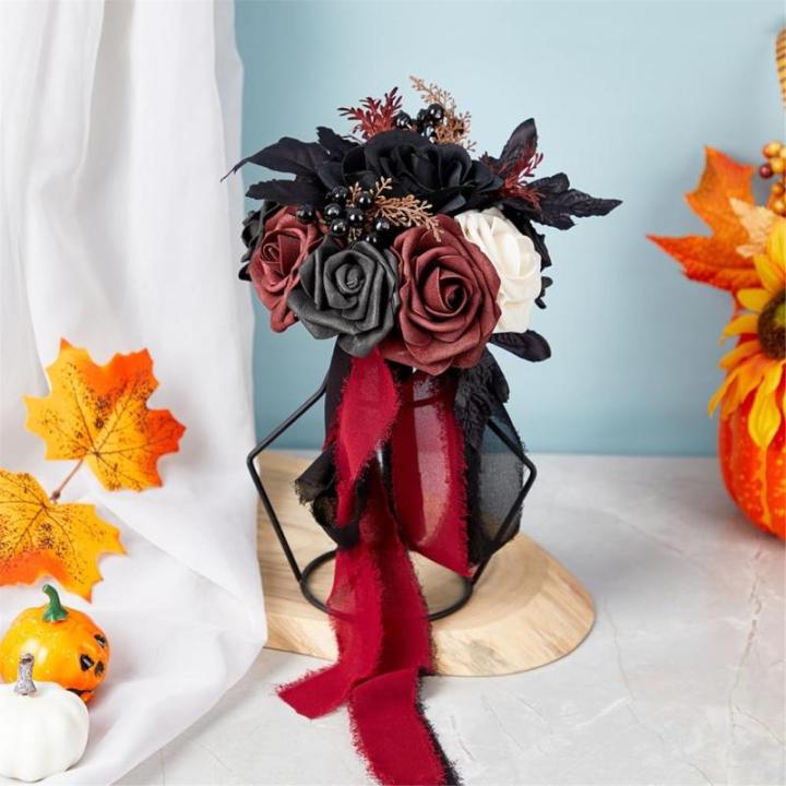 Hochzeitssträuße Schwarze Sträuße Künstliche Blumen für Brautjungfern