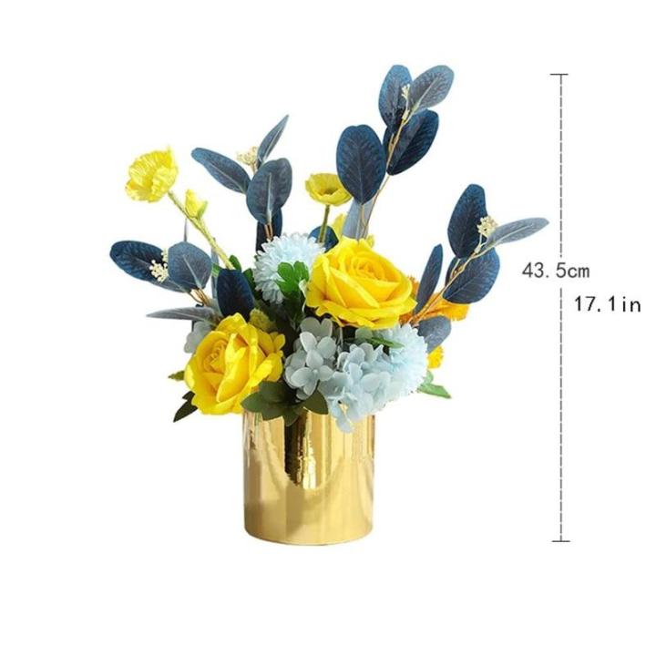 Kunstblumen Elegantes künstliches Rosen-Set in Keramikvase – lebensechte Kunstblumen für Wohnzimmer, Esstisch, Büro und Hochzeiten für jeden Anlass