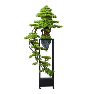 Künstlicher Bonsai-Baum Große künstliche Bonsai-Welcome-Kiefer, simulierte Topfpflanze, dekorativer Bonsai mit Blumenständer, Boden-Fake-Baum-Topf-Ornamente Künstliche Bäume 