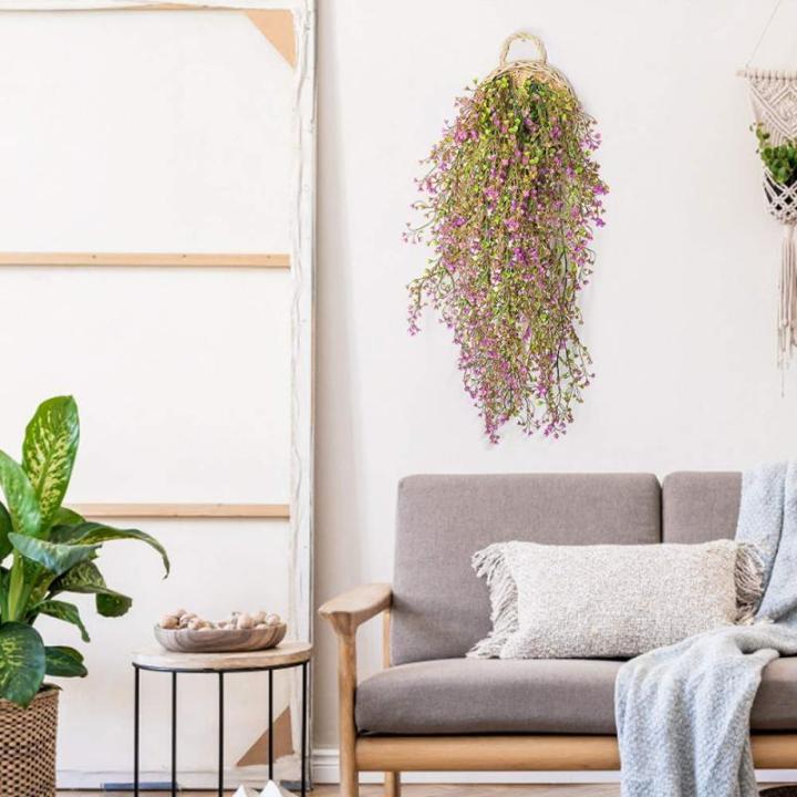 Kunstplant hangende met houten mand, hangende plant kunstmatige klimop kunstmatig 107cm voor kantoor, keuken, tuin, party wanddecoratie