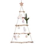 Houten ladder, dennenboom, wanddecoratie, hout, kerstboom, kerstdecoratie, wanddecoratie, hangdecoratie, om te decoreren, gebreide ladder, siersieraden om op te hangen, 40 x 70 cm 