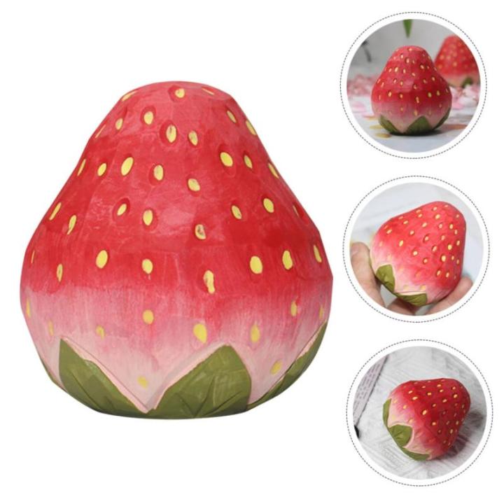 4 Stück Erdbeergarnitur bürodeko büro Dekoration Kreatives Tischdekor wohnzimmerdeko künstliche rote Erdbeeren naturgetreue Fruchtdekorationen Fruchtmodell Foto-Requisite höl