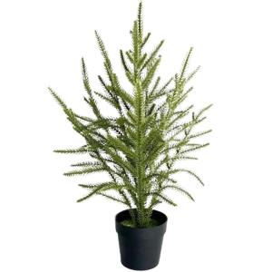 Norfolk Pine Kunstkerstboom, 23,6 hoog, met zwarte pot, realistische , binnen, milieuvriendelijk plastic, kerstdecoratie voor de veranda, binnen en buiten