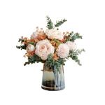 Kunstblumen Künstliche Blumensträuße für den Innenbereich – Simulationsblumen aus Seide in Einer Glasvase für Tisch- und Wohnzimmerdekoration, künstliche Pflanzen für jede