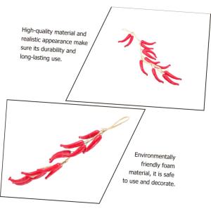 1 Satz Simulierte Hängende Knoblauchspieße Wohnraumdeko Ladeneinrichtung Paprika Dekoration Chili-Pfeffer-anhänger Pfeffer Für Bauernhausdekor Realistische Paprikaverzierungen 