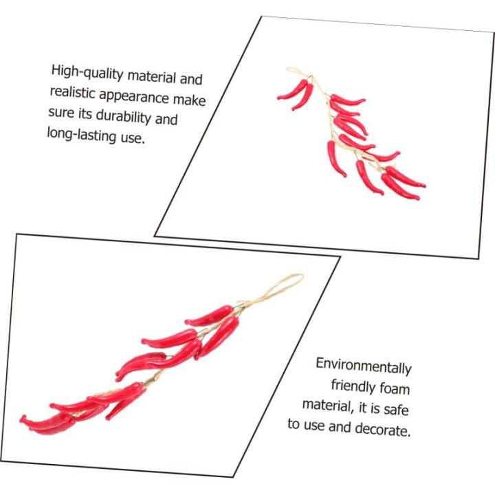 1 Satz Simulierte Hängende Knoblauchspieße Wohnraumdeko Ladeneinrichtung Paprika Dekoration Chili-Pfeffer-anhänger Pfeffer Für Bauernhausdekor Realistische Paprikaverzierungen 