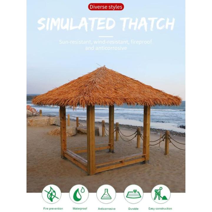 ZJGZDCPHDPB Künstliches Strohdachziegel, Palmenstrohsimulationsrolle Brandschutz Sonnenschutz Zuschneidbares Kunststoffstroh für Bauernhaus Holzhaus Schilfdachplatten (Farbe: Gel