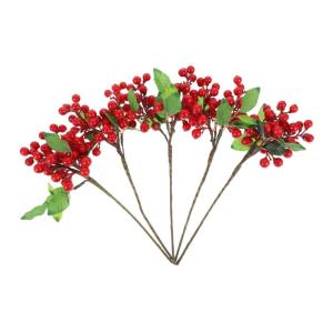 5St künstliche Beeren rote Beerengirlande gefälschte Stechpalmenbeeren weihnachtsbeeren stiele kunstpflanze künstliche Pflanzen Weihnachtsbedarf Simulation Beerenzweig Plastik