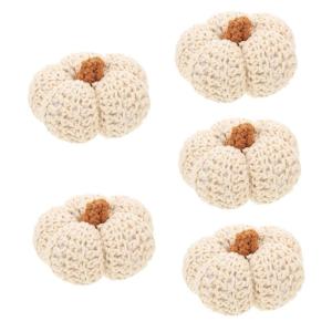 5st Kürbis-Ornamente Rustikale Kürbisse Lebensechter Erntekürbis Dekorative Kürbisse Thanksgiving-tischdekoration Kürbis Stricken Kleiner Kürbis Herbst Weiß Baumwollseil Kin