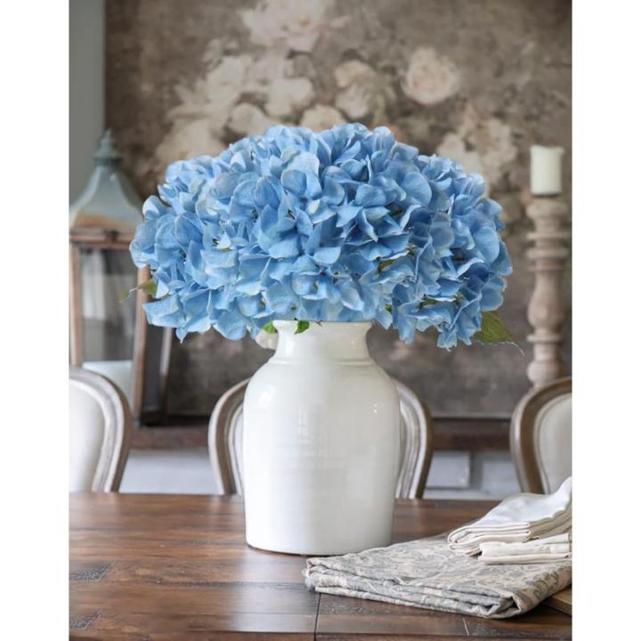 Kunsthortensia, 2 stuks, lichtblauw, Ø 19 cm, kunstbloemen, hortensia, als echt voor bruidsboeketten, huis, kantoor, hotel, feestdecoratie, middenstukken, bloemstukken