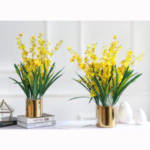 Kunstblumen Künstliche Blumen im Keramiktopf, gefälschte Orchideen-Phalaenopsis-Blumenarrangement für Zuhause, Büro, Küche, Schlafzimmer, Dekoration für jeden Anlass