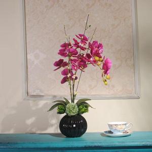 Kunstblumen Dekorative Phalaenopsis, künstliches Blumen-Arrangement mit Keramiktopf, künstliche Seidenpflanzen in Töpfen für die Party zu Hause für jeden Anlass