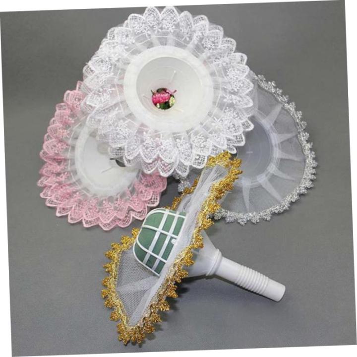 6 STK Blumenhalter Mit Spitzenkragen Mädchen Weiße Handschuhe Weißes Dekor Blumenstraußhalter Selber Machen Mini-pferdefiguren Blumen- Braut Spitzenkleid Rosa Ausschnitt